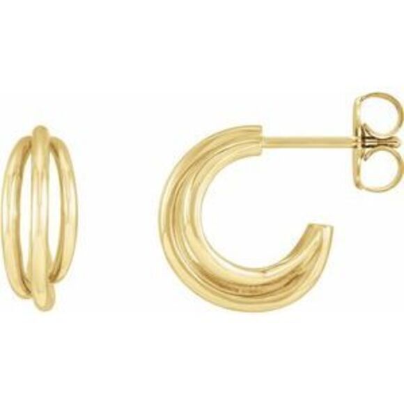 14K Yellow 12 mm Hoop Earrings